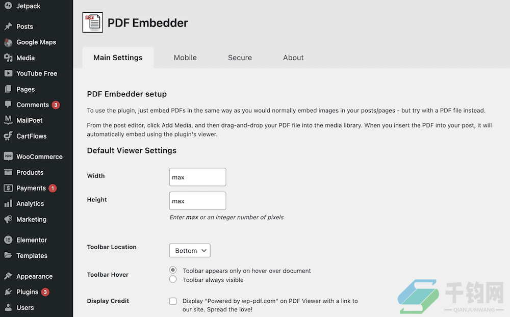 pdf-embedder-settings